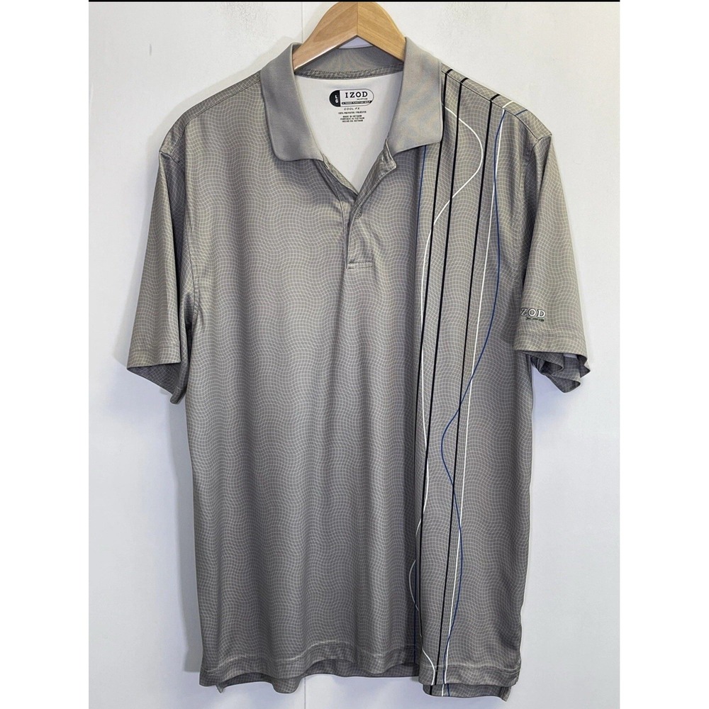 IZOD XFG X-Treme Function Golf Cool‎ FX Mens Size L Polo Shirt Stretch Grey